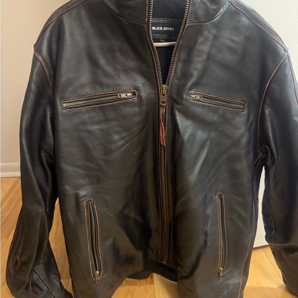 Black Rivet Men's Dark Brown Bomber Jacket